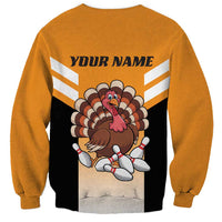 Personalized Funny Turkey Bowling Sweatshirt with Cartoon Pins Thanksgiving - Wonder Print Shop