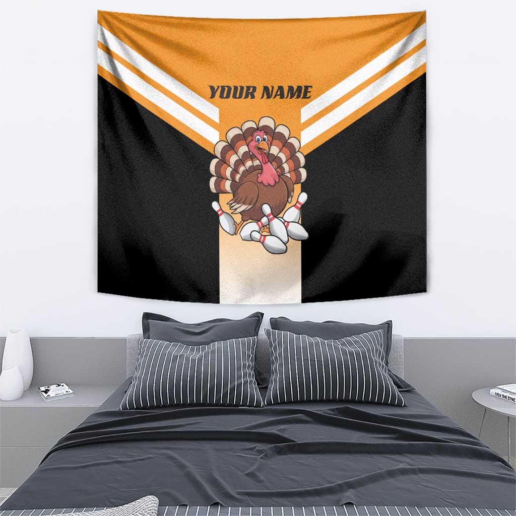 Personalized Funny Turkey Bowling Tapestry with Cartoon Pins Thanksgiving - Wonder Print Shop