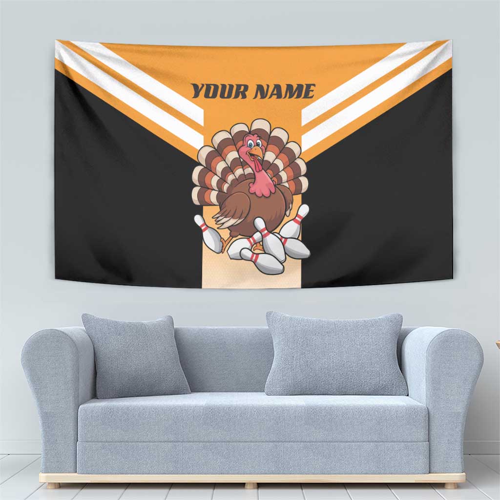 Personalized Funny Turkey Bowling Tapestry with Cartoon Pins Thanksgiving - Wonder Print Shop