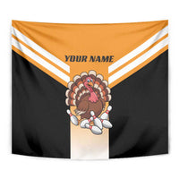 Personalized Funny Turkey Bowling Tapestry with Cartoon Pins Thanksgiving - Wonder Print Shop