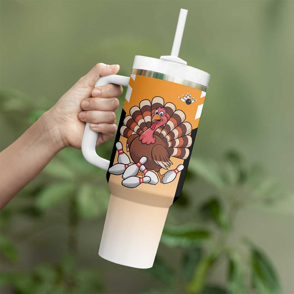 Personalized Funny Turkey Bowling Tumbler With Handle with Cartoon Pins Thanksgiving - Wonder Print Shop