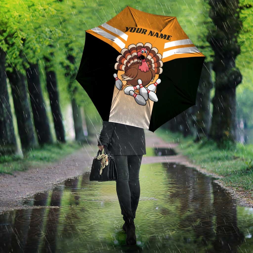 Personalized Funny Turkey Bowling Umbrella with Cartoon Pins Thanksgiving - Wonder Print Shop