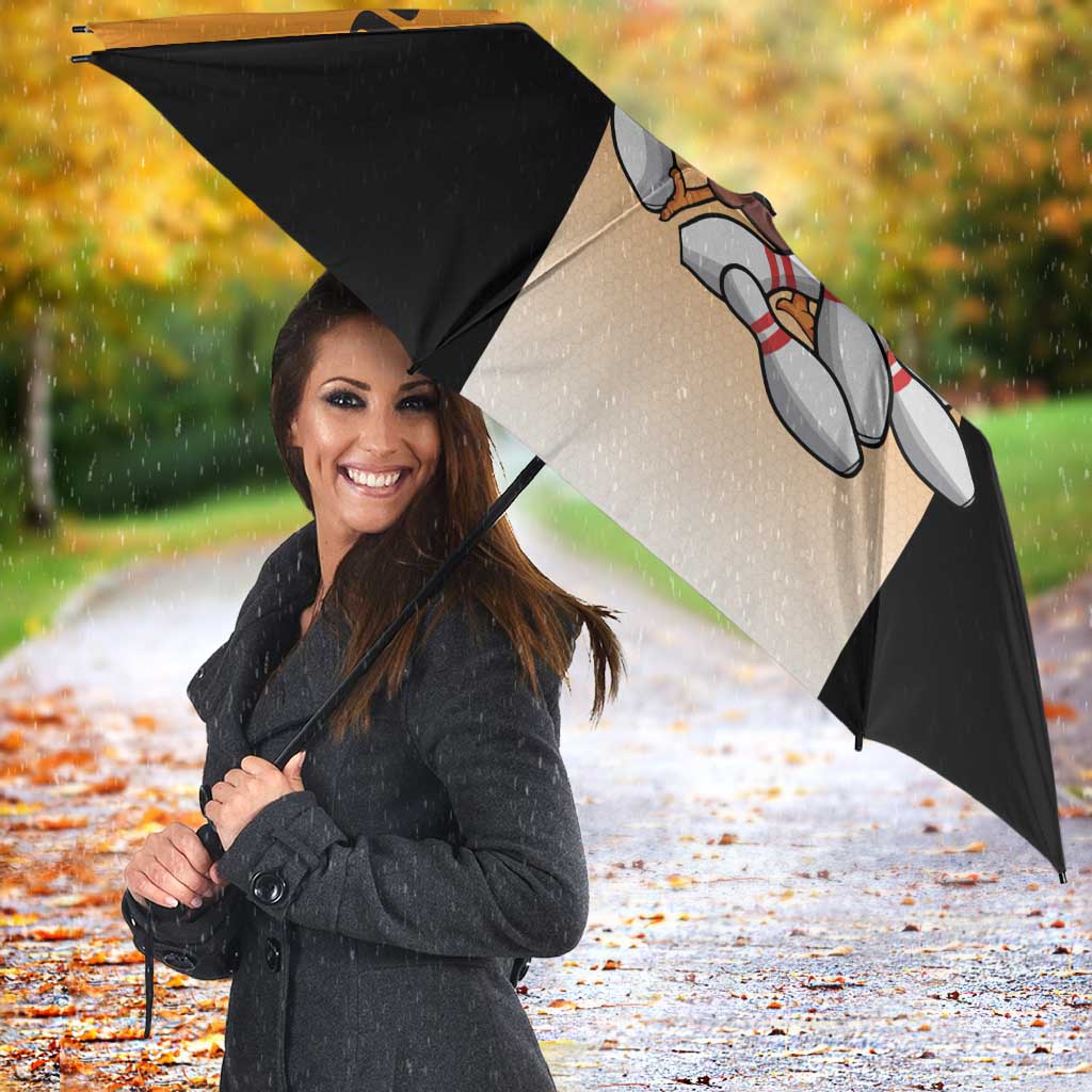 Personalized Funny Turkey Bowling Umbrella with Cartoon Pins Thanksgiving - Wonder Print Shop