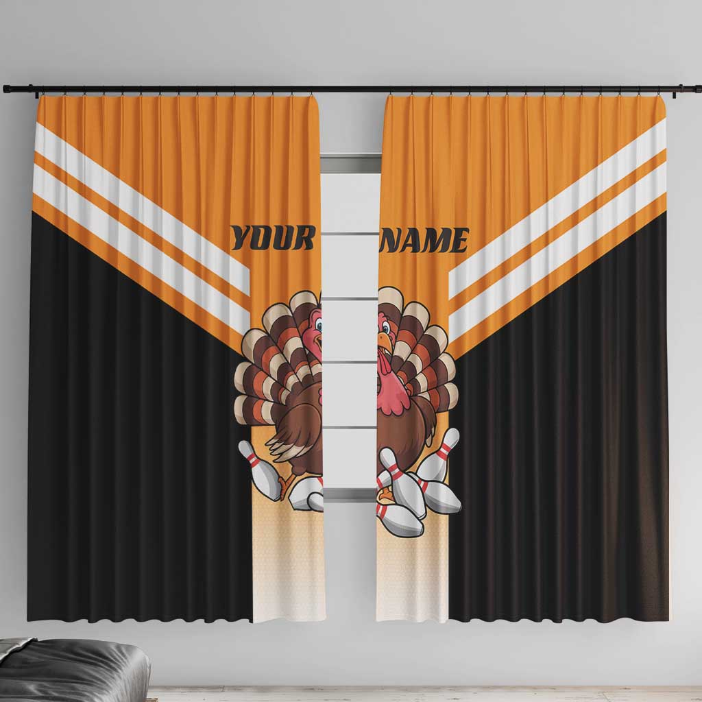Personalized Funny Turkey Bowling Window Curtain with Cartoon Pins Thanksgiving - Wonder Print Shop