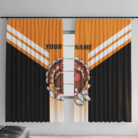 Personalized Funny Turkey Bowling Window Curtain with Cartoon Pins Thanksgiving - Wonder Print Shop