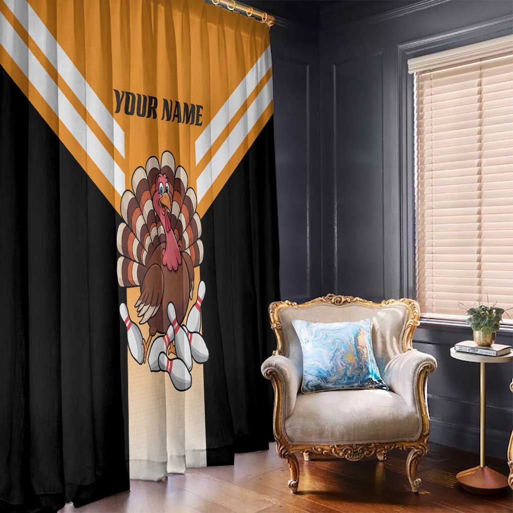Personalized Funny Turkey Bowling Window Curtain with Cartoon Pins Thanksgiving - Wonder Print Shop