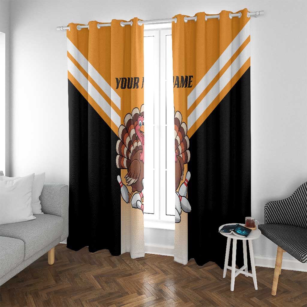 Personalized Funny Turkey Bowling Window Curtain with Cartoon Pins Thanksgiving - Wonder Print Shop