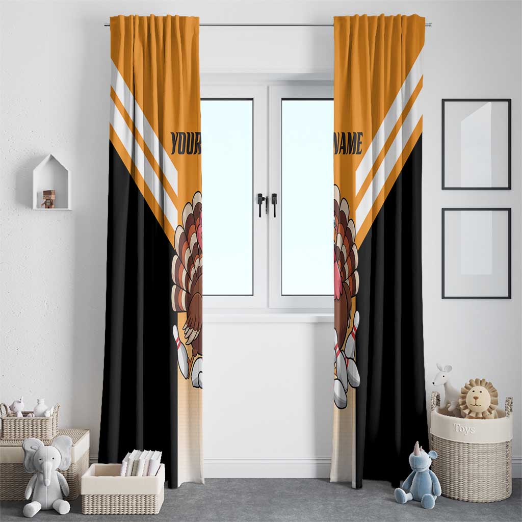 Personalized Funny Turkey Bowling Window Curtain with Cartoon Pins Thanksgiving - Wonder Print Shop