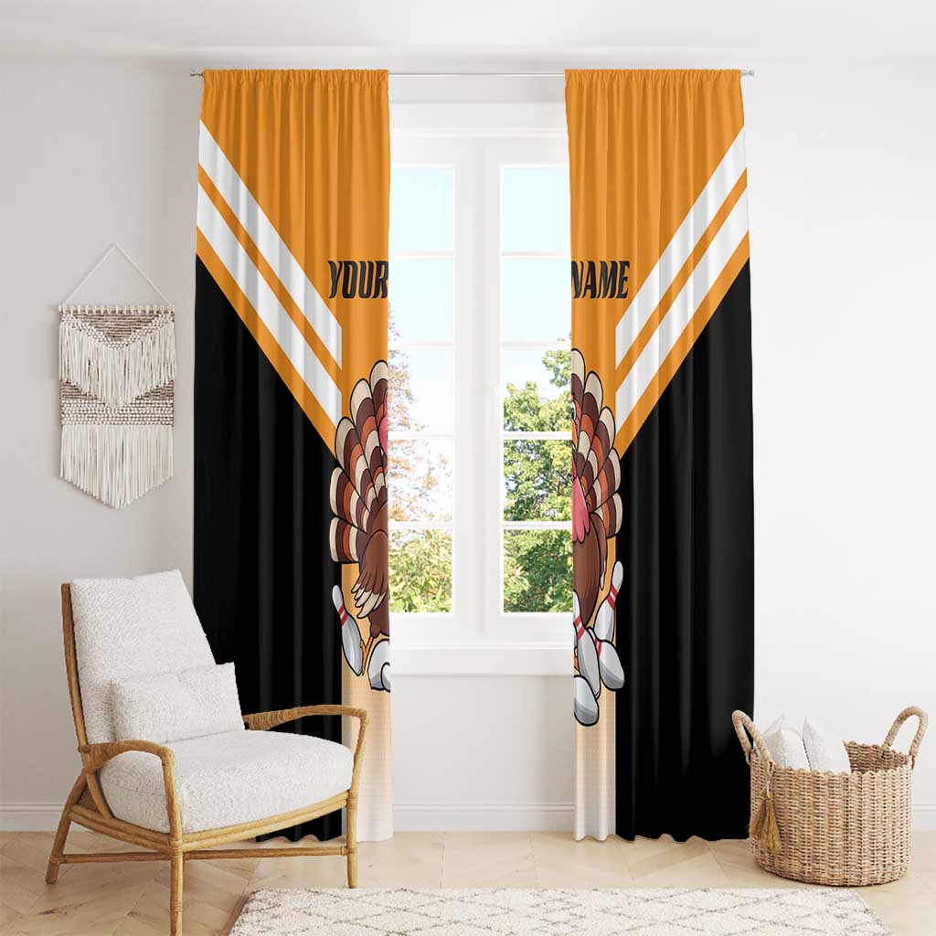 Personalized Funny Turkey Bowling Window Curtain with Cartoon Pins Thanksgiving - Wonder Print Shop