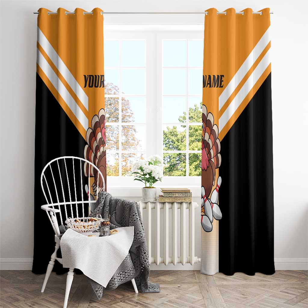 Personalized Funny Turkey Bowling Window Curtain with Cartoon Pins Thanksgiving - Wonder Print Shop