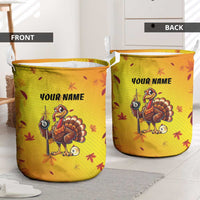 Personalized Funny Turkey Billiards Laundry Basket with Pool Cue and Balls Thanksgiving Design - Wonder Print Shop