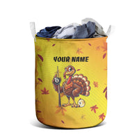 Personalized Funny Turkey Billiards Laundry Basket with Pool Cue and Balls Thanksgiving Design - Wonder Print Shop