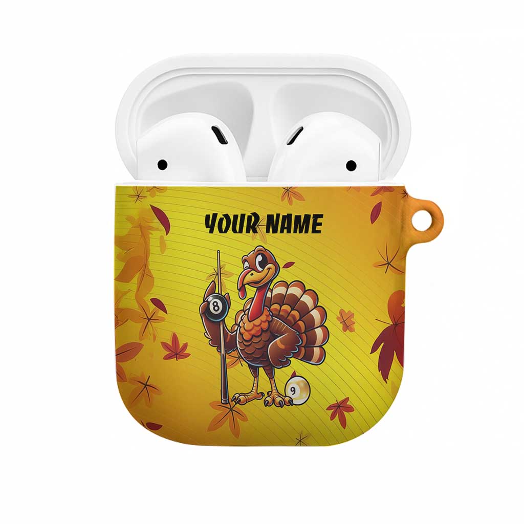 Personalized Funny Turkey Billiards AirPods Case with Pool Cue and Balls Thanksgiving Design - Wonder Print Shop