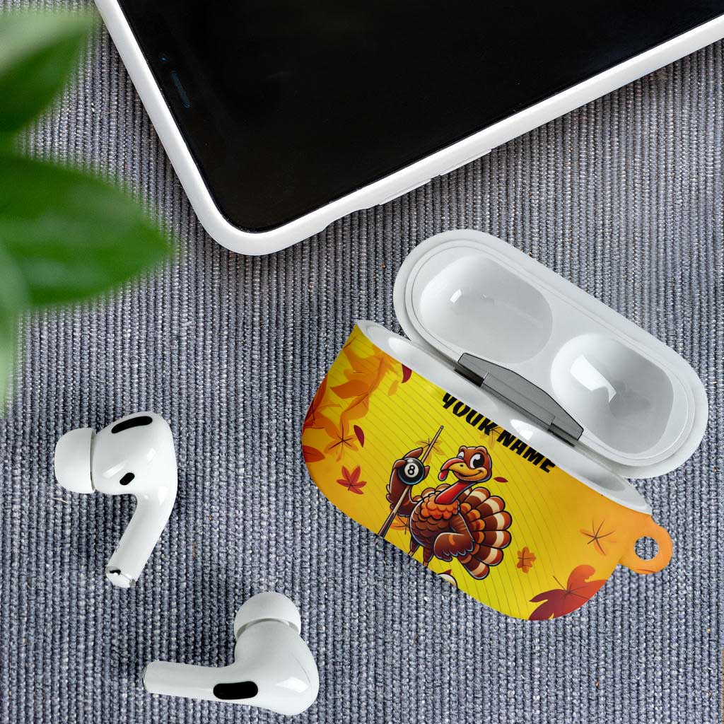 Personalized Funny Turkey Billiards AirPods Case with Pool Cue and Balls Thanksgiving Design - Wonder Print Shop