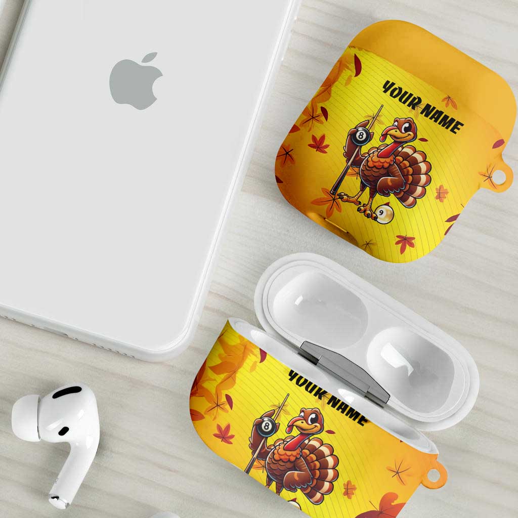 Personalized Funny Turkey Billiards AirPods Case with Pool Cue and Balls Thanksgiving Design - Wonder Print Shop