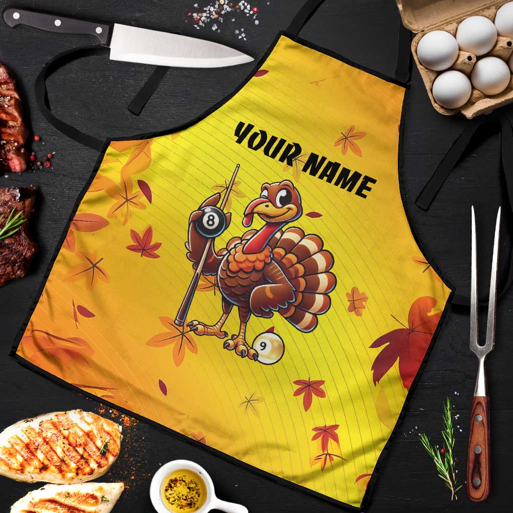 Personalized Funny Turkey Billiards Apron with Pool Cue and Balls Thanksgiving Design - Wonder Print Shop