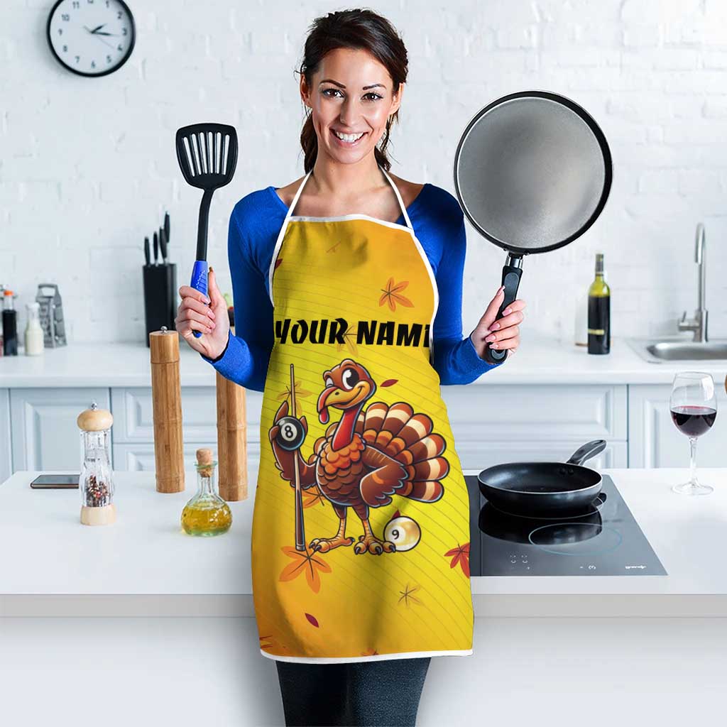 Personalized Funny Turkey Billiards Apron with Pool Cue and Balls Thanksgiving Design - Wonder Print Shop