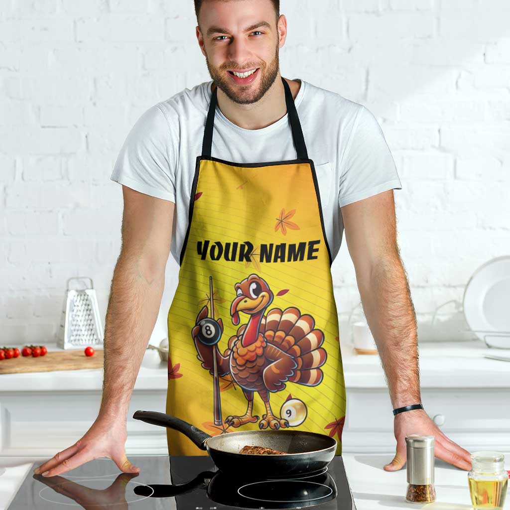 Personalized Funny Turkey Billiards Apron with Pool Cue and Balls Thanksgiving Design - Wonder Print Shop