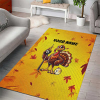 Personalized Funny Turkey Billiards Area Rug with Pool Cue and Balls Thanksgiving Design - Wonder Print Shop