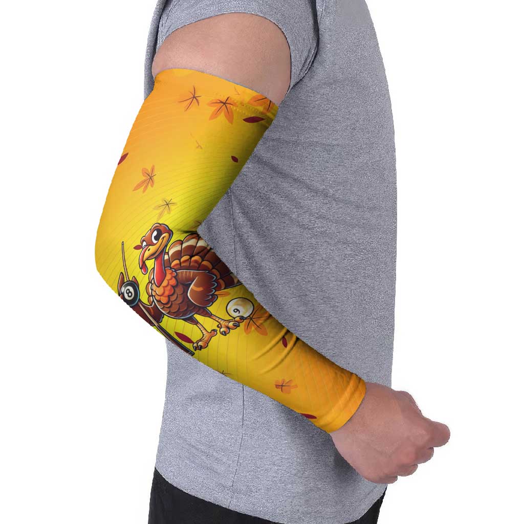 Personalized Funny Turkey Billiards Arm Sleeves with Pool Cue and Balls Thanksgiving Design - Wonder Print Shop