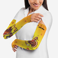 Personalized Funny Turkey Billiards Arm Sleeves with Pool Cue and Balls Thanksgiving Design - Wonder Print Shop