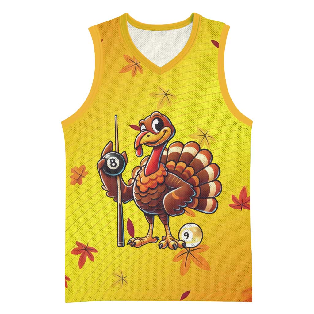 Personalized Funny Turkey Billiards Basketball Jersey with Pool Cue and Balls Thanksgiving Design - Wonder Print Shop