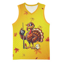 Personalized Funny Turkey Billiards Basketball Jersey with Pool Cue and Balls Thanksgiving Design - Wonder Print Shop