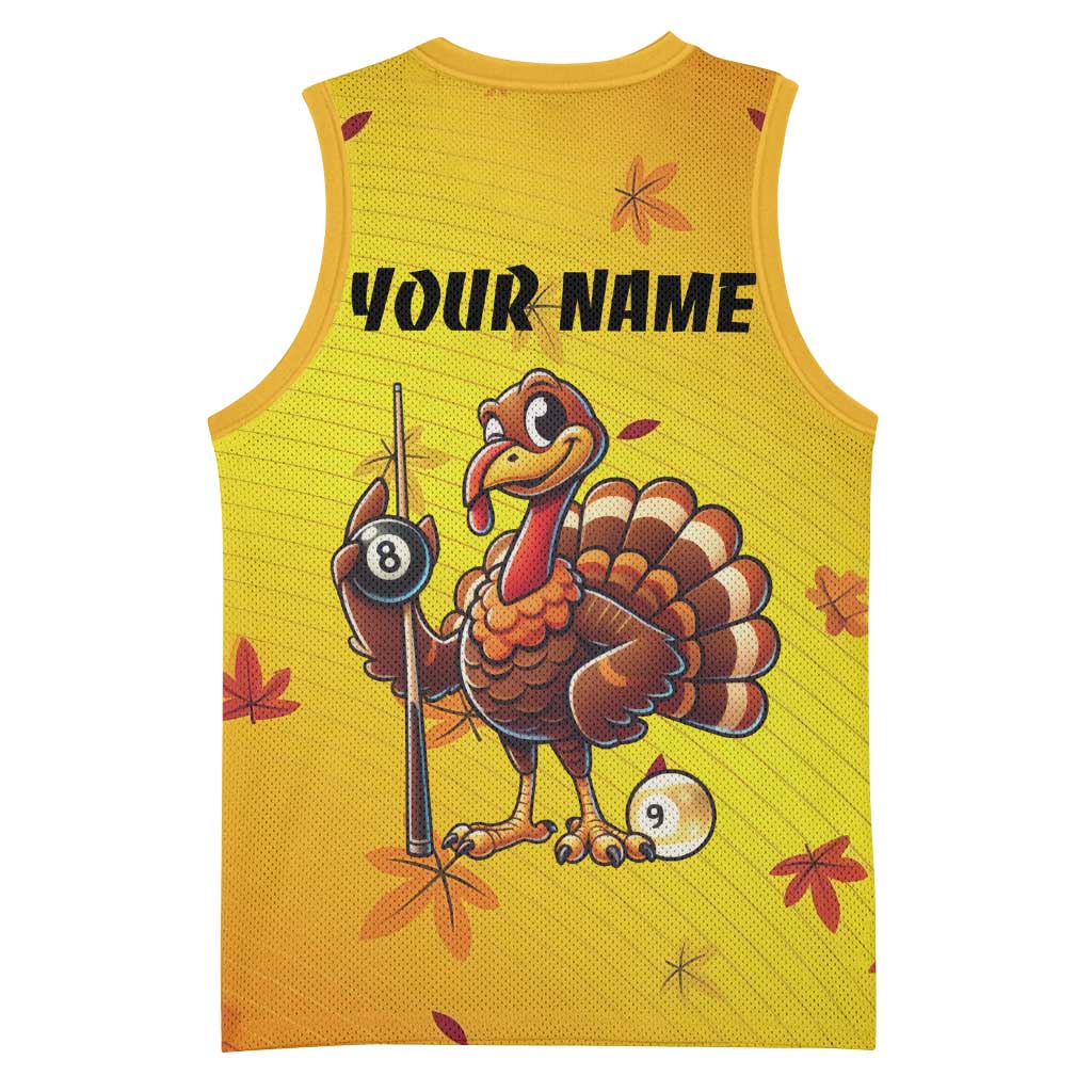 Personalized Funny Turkey Billiards Basketball Jersey with Pool Cue and Balls Thanksgiving Design - Wonder Print Shop