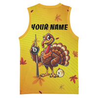 Personalized Funny Turkey Billiards Basketball Jersey with Pool Cue and Balls Thanksgiving Design - Wonder Print Shop