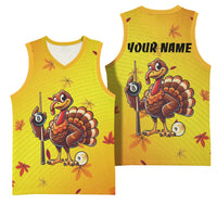 Personalized Funny Turkey Billiards Basketball Jersey with Pool Cue and Balls Thanksgiving Design - Wonder Print Shop