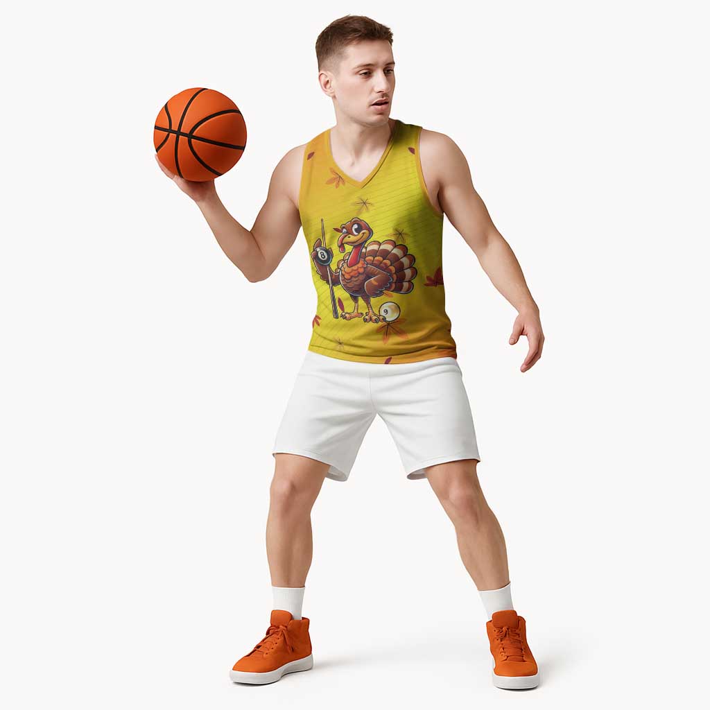 Personalized Funny Turkey Billiards Basketball Jersey with Pool Cue and Balls Thanksgiving Design - Wonder Print Shop