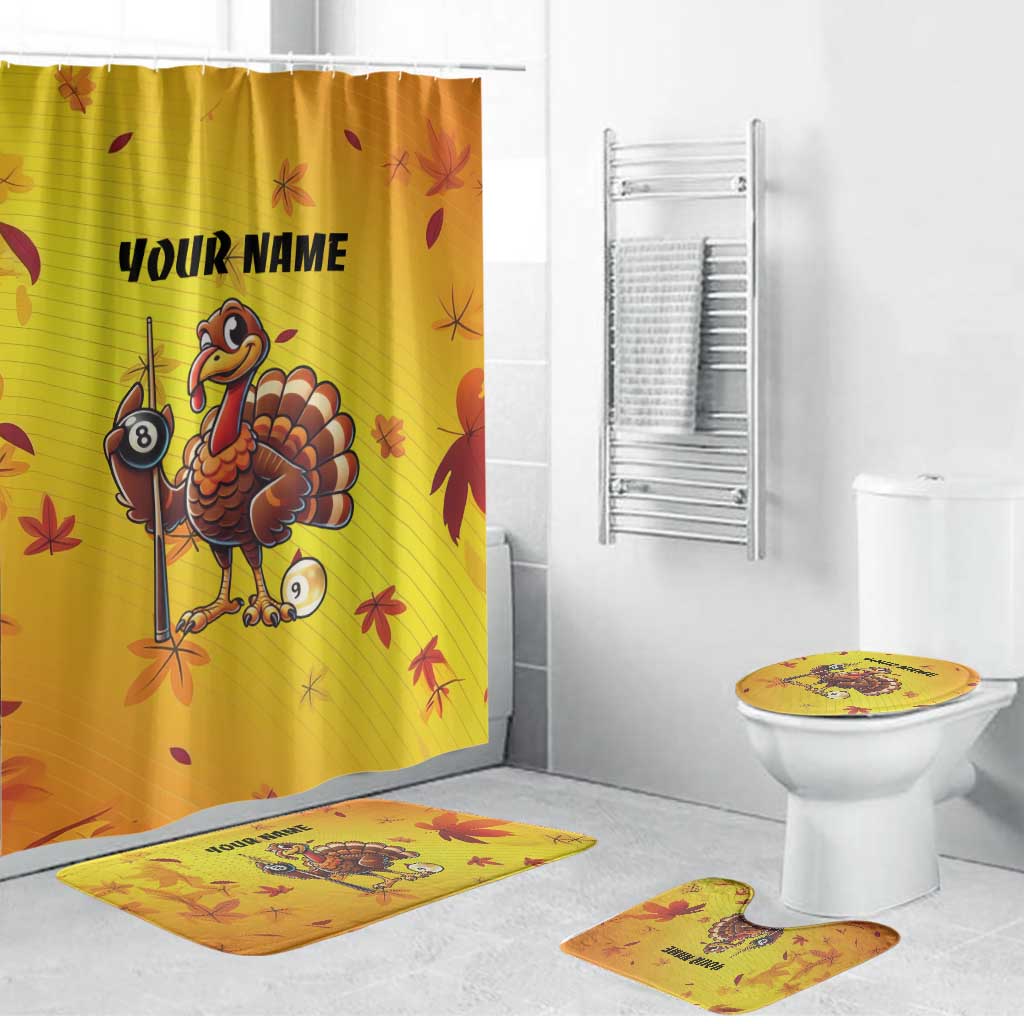 Personalized Funny Turkey Billiards Bathroom Set with Pool Cue and Balls Thanksgiving Design - Wonder Print Shop