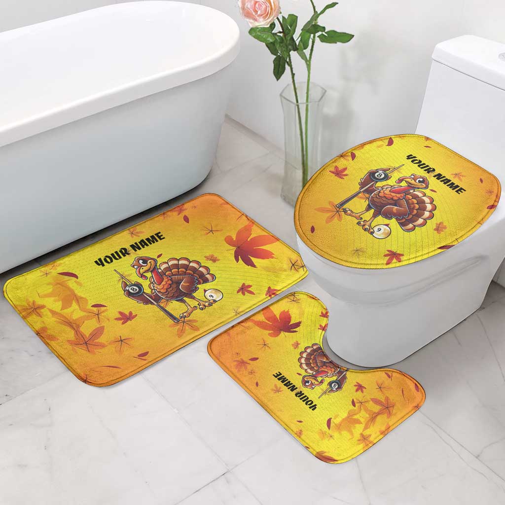 Personalized Funny Turkey Billiards Bathroom Set with Pool Cue and Balls Thanksgiving Design - Wonder Print Shop