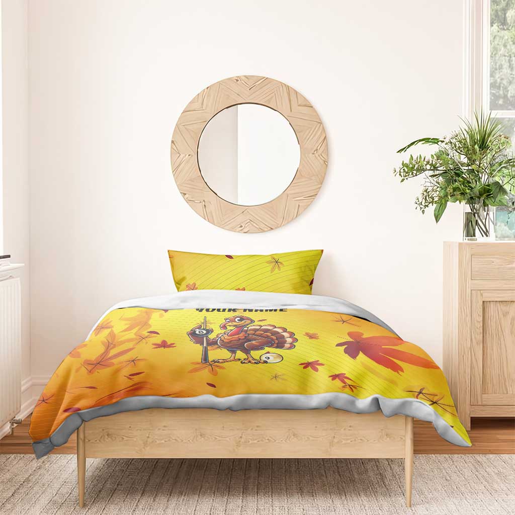 Personalized Funny Turkey Billiards Bedding Set with Pool Cue and Balls Thanksgiving Design - Wonder Print Shop
