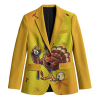 Personalized Funny Turkey Billiards Blazer with Pool Cue and Balls Thanksgiving Design - Wonder Print Shop