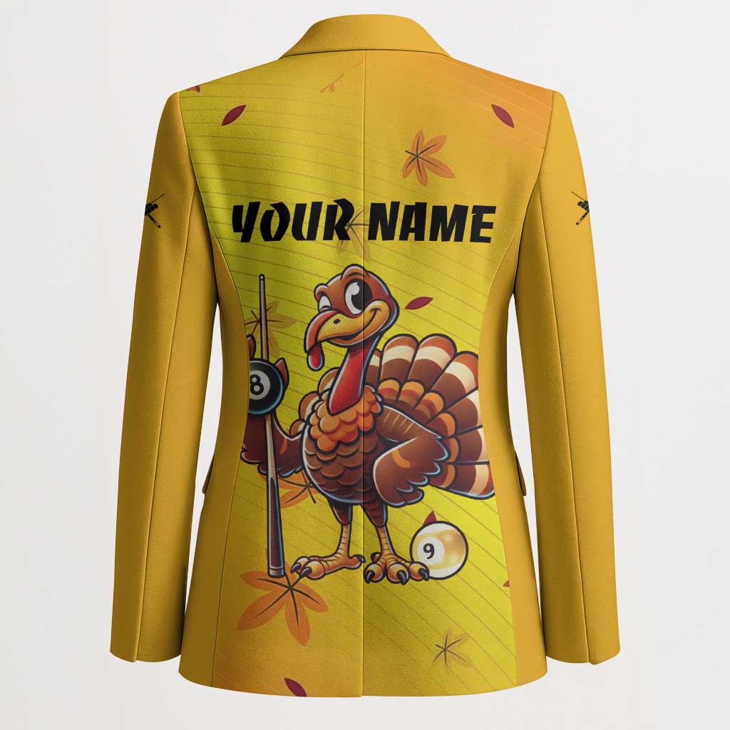 Personalized Funny Turkey Billiards Blazer with Pool Cue and Balls Thanksgiving Design - Wonder Print Shop