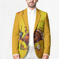 Personalized Funny Turkey Billiards Blazer with Pool Cue and Balls Thanksgiving Design - Wonder Print Shop