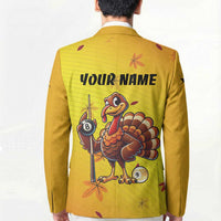 Personalized Funny Turkey Billiards Blazer with Pool Cue and Balls Thanksgiving Design - Wonder Print Shop