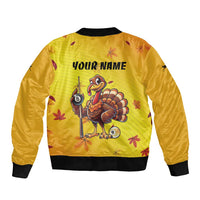 Personalized Funny Turkey Billiards Bomber Jacket with Pool Cue and Balls Thanksgiving Design - Wonder Print Shop