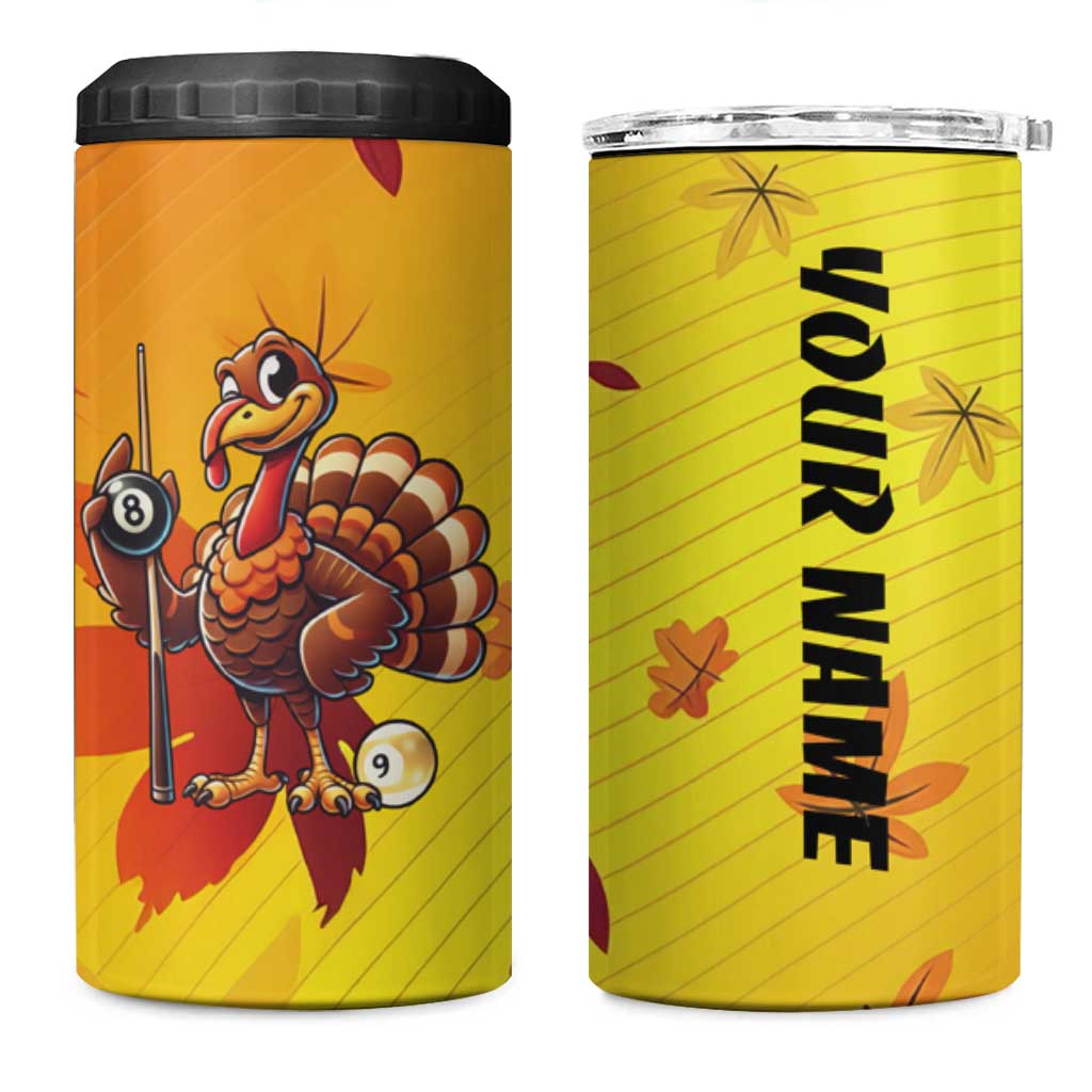 Personalized Funny Turkey Billiards 4 in 1 Can Cooler Tumbler with Pool Cue and Balls Thanksgiving Design - Wonder Print Shop