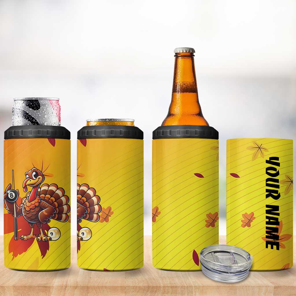 Personalized Funny Turkey Billiards 4 in 1 Can Cooler Tumbler with Pool Cue and Balls Thanksgiving Design - Wonder Print Shop