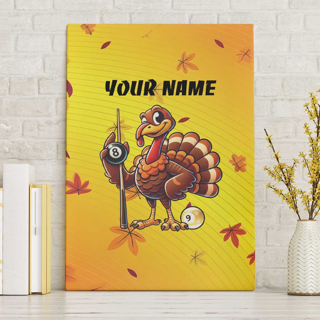 Personalized Funny Turkey Billiards Canvas Wall Art with Pool Cue and Balls Thanksgiving Design - Wonder Print Shop