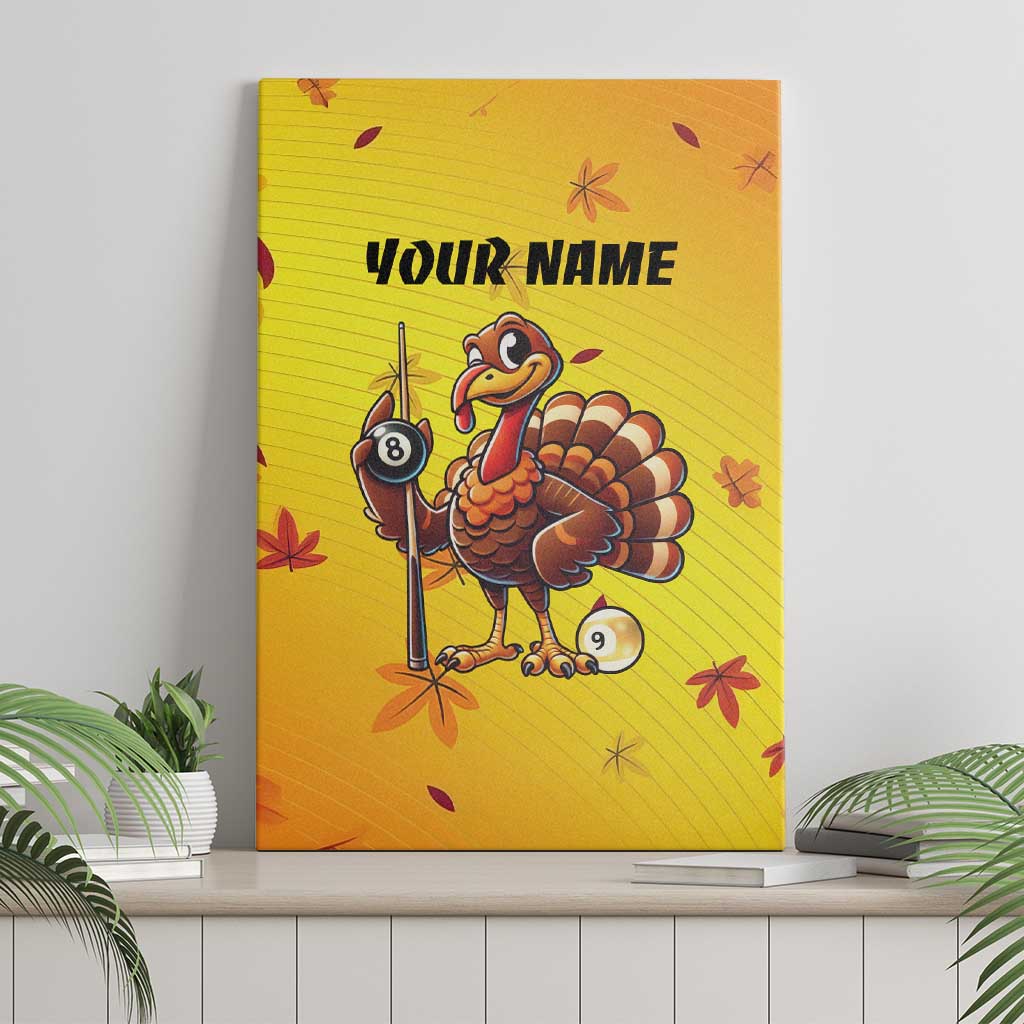 Personalized Funny Turkey Billiards Canvas Wall Art with Pool Cue and Balls Thanksgiving Design - Wonder Print Shop