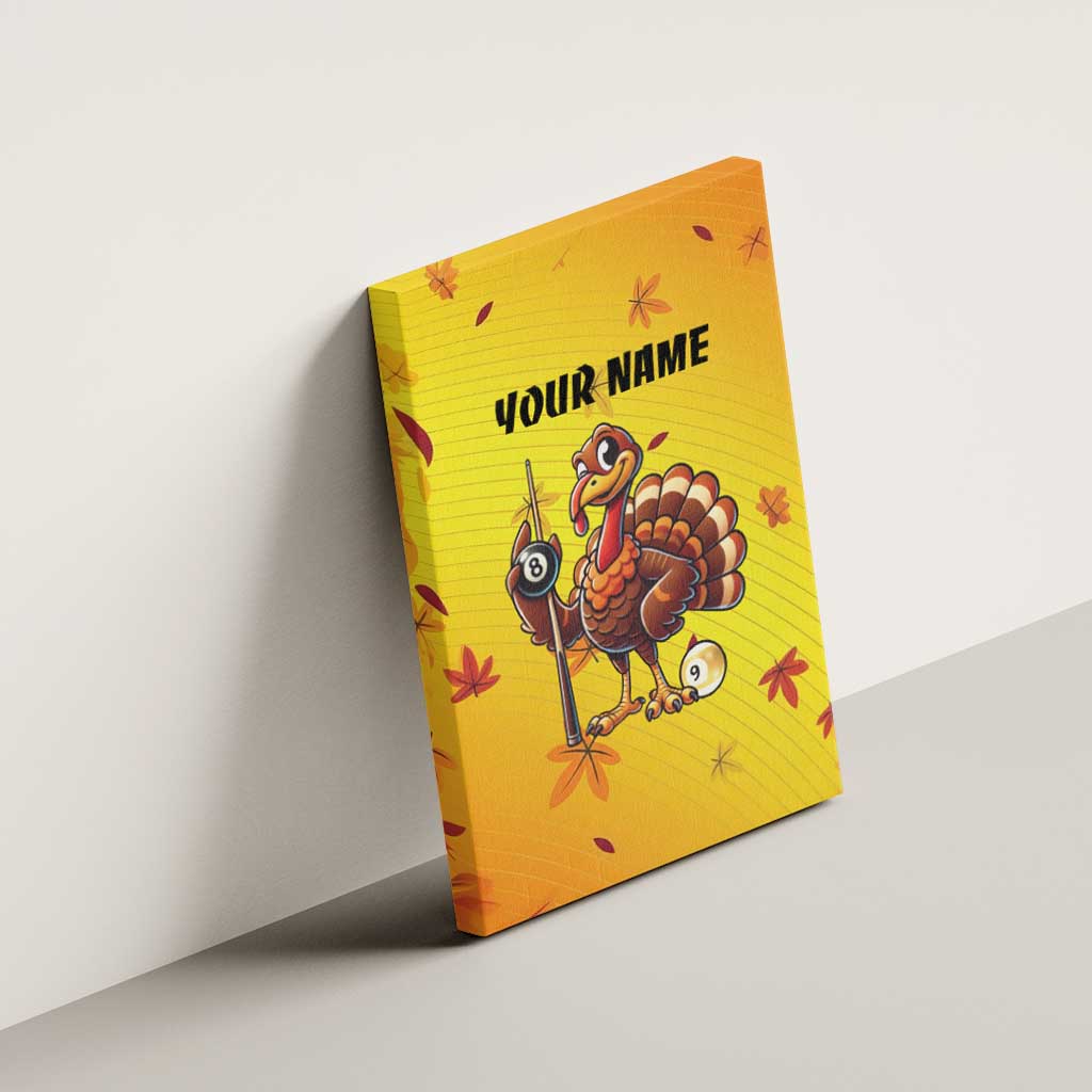 Personalized Funny Turkey Billiards Canvas Wall Art with Pool Cue and Balls Thanksgiving Design - Wonder Print Shop