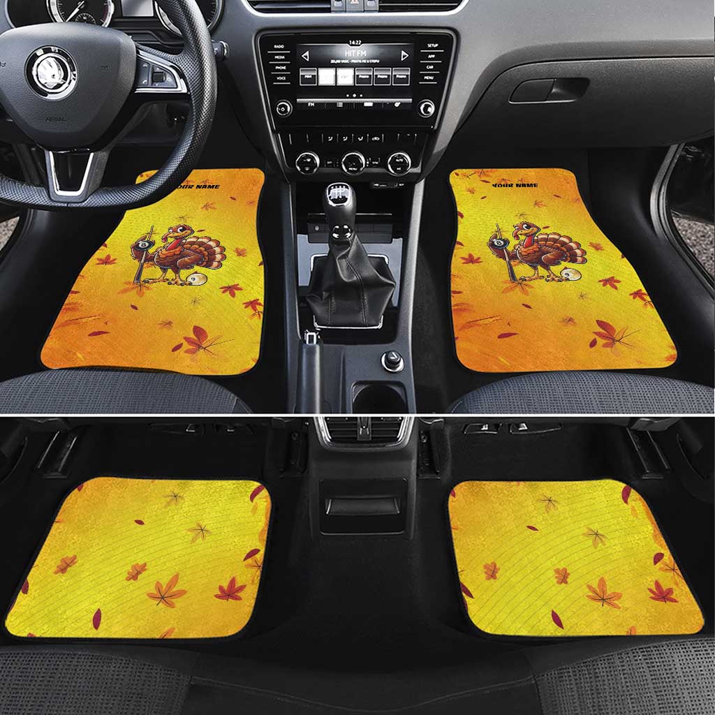Personalized Funny Turkey Billiards Car Mats with Pool Cue and Balls Thanksgiving Design - Wonder Print Shop