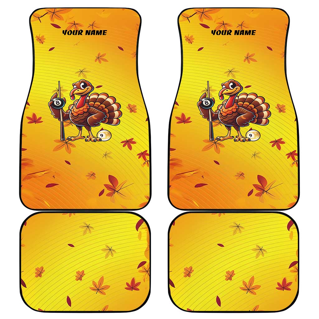 Personalized Funny Turkey Billiards Car Mats with Pool Cue and Balls Thanksgiving Design - Wonder Print Shop