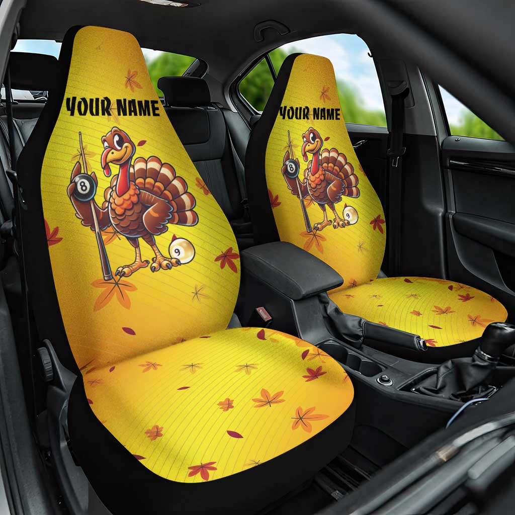 Personalized Funny Turkey Billiards Car Seat Cover with Pool Cue and Balls Thanksgiving Design - Wonder Print Shop