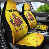 Personalized Funny Turkey Billiards Car Seat Cover with Pool Cue and Balls Thanksgiving Design - Wonder Print Shop