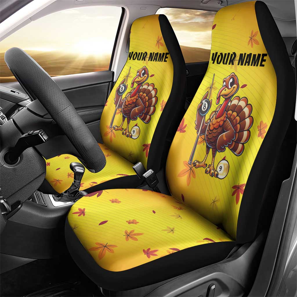 Personalized Funny Turkey Billiards Car Seat Cover with Pool Cue and Balls Thanksgiving Design - Wonder Print Shop
