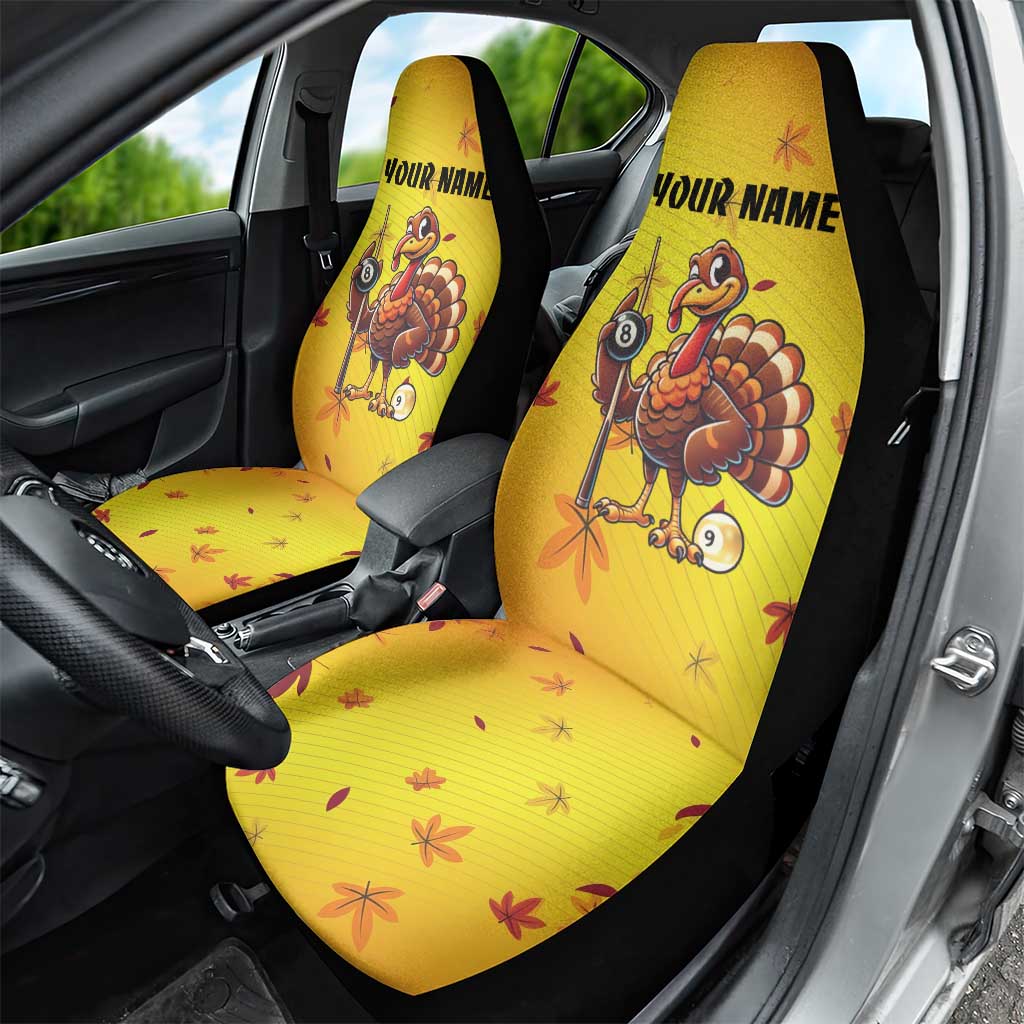 Personalized Funny Turkey Billiards Car Seat Cover with Pool Cue and Balls Thanksgiving Design - Wonder Print Shop